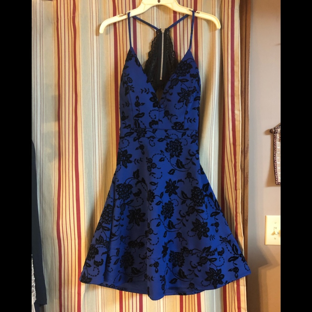 Blue and black formal dress